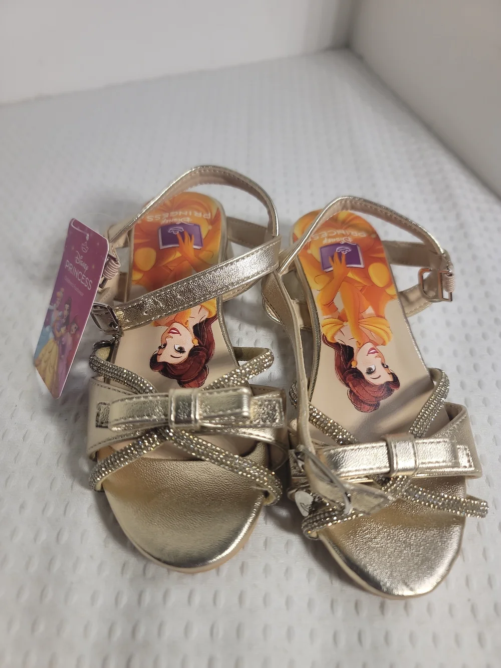 Girls' Metallic Gold Dress Sandals with Bow
